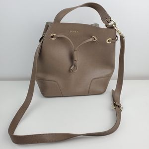 Furla bucket bag Daino putty color leather purse